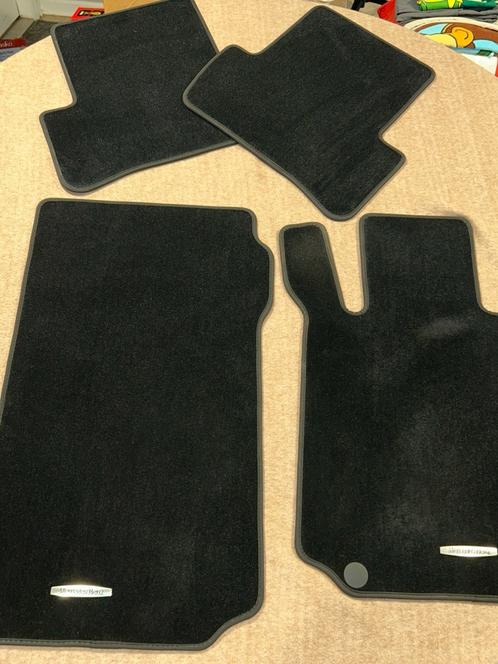 Black Plush Mercedes Benz Car Floor Mat Set - 4 Pieces